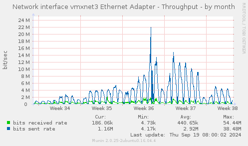 Network interface vmxnet3 Ethernet Adapter - Throughput