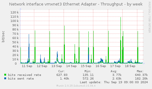 Network interface vmxnet3 Ethernet Adapter - Throughput