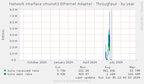 Network interface vmxnet3 Ethernet Adapter - Throughput